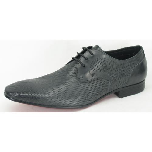Carrucci Charcoal Genuine Calf Skin Leather Perforation Shoes KS308-05